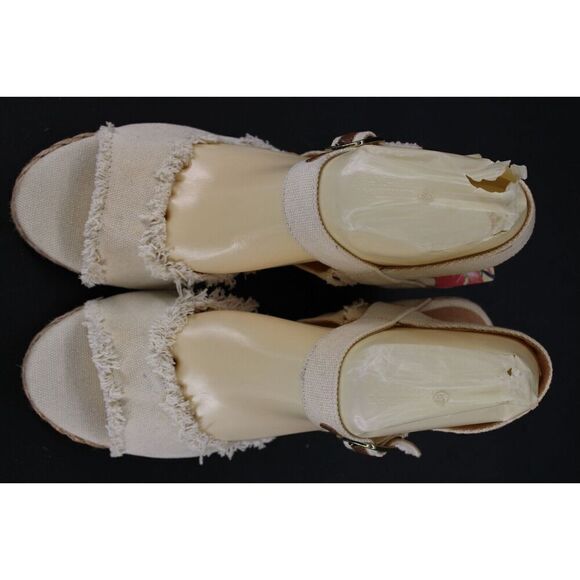 Tommy Bahama Sandals Womens 9 M Savina Wedge Espadrille Cream Ankle Strap - Picture 3 of 11